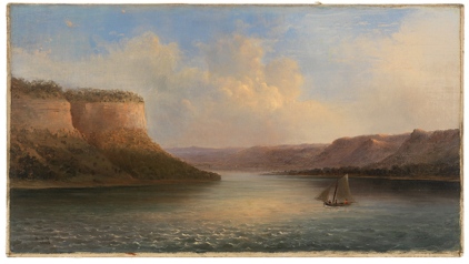 Robert Scott Duncanson (American 1821-1872), Maiden's Rock, Lake Pepin, 1862. Oil on canvas. Gift of William MacBeth, Inc, AC 1950.8